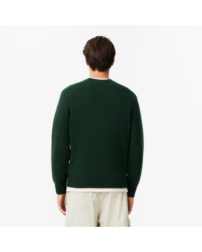 CROCODILE MOTIF CARDED WOOL SWEATER