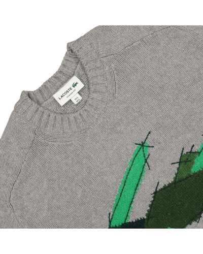 CROCODILE MOTIF CARDED WOOL SWEATER