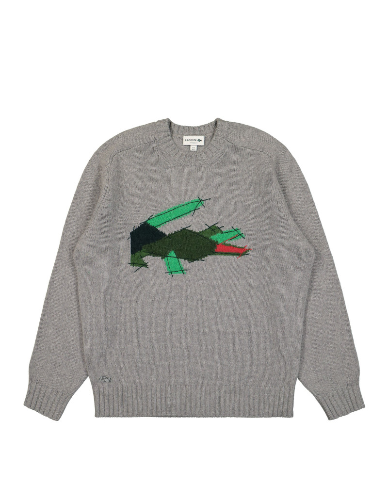 CROCODILE MOTIF CARDED WOOL SWEATER